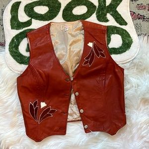 Leather Embroidered Vest by Denim Revolution